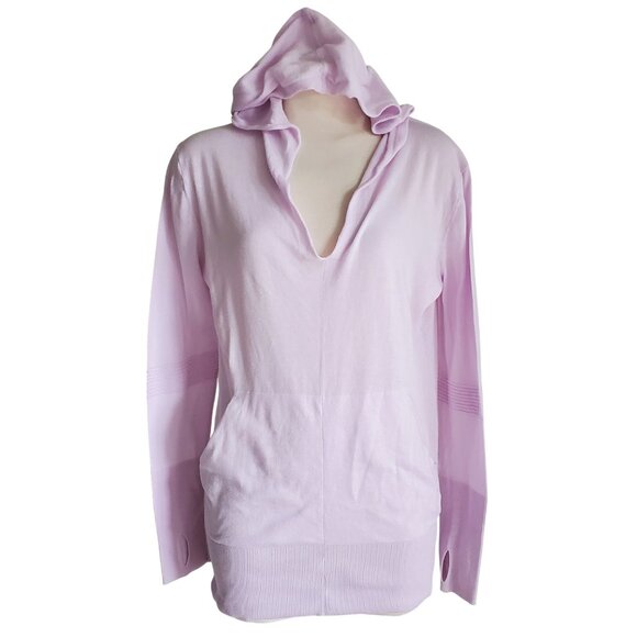 Athleta Enlighten Lilac Tencel/Lyocell Silk Hooded Thin Sweater Size M - Picture 4 of 14